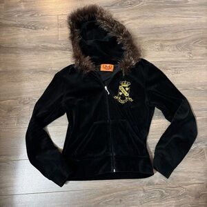 Juicy Couture Black Sweater with Fur Trim SEND OFFERS!!